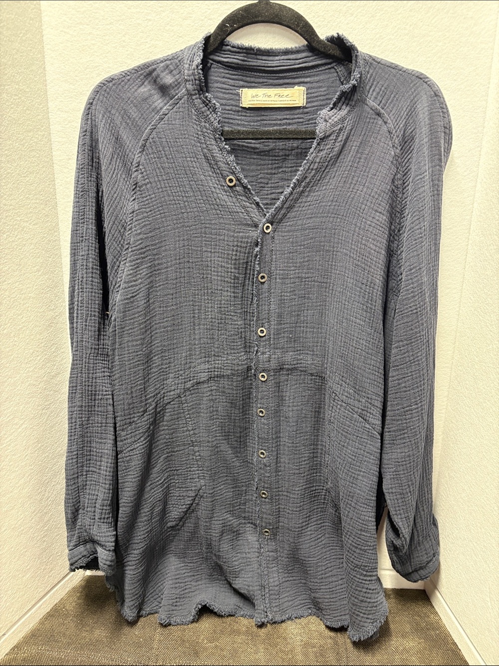 Free People We The Free 100% Cotton Button Down Long Sleeve Shirt Top